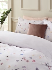 White/Pink Pressed Petal 100% Cotton Duvet Cover and Pillowcase Set - Image 2 of 4