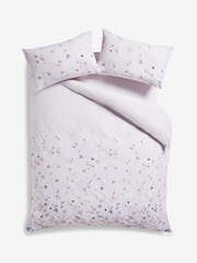 White/Pink Pressed Petal 100% Cotton Duvet Cover and Pillowcase Set - Image 4 of 4