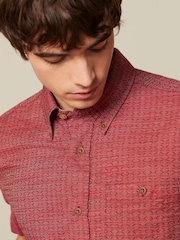 Red Textured Short Sleeve Shirt - Image 1 of 8