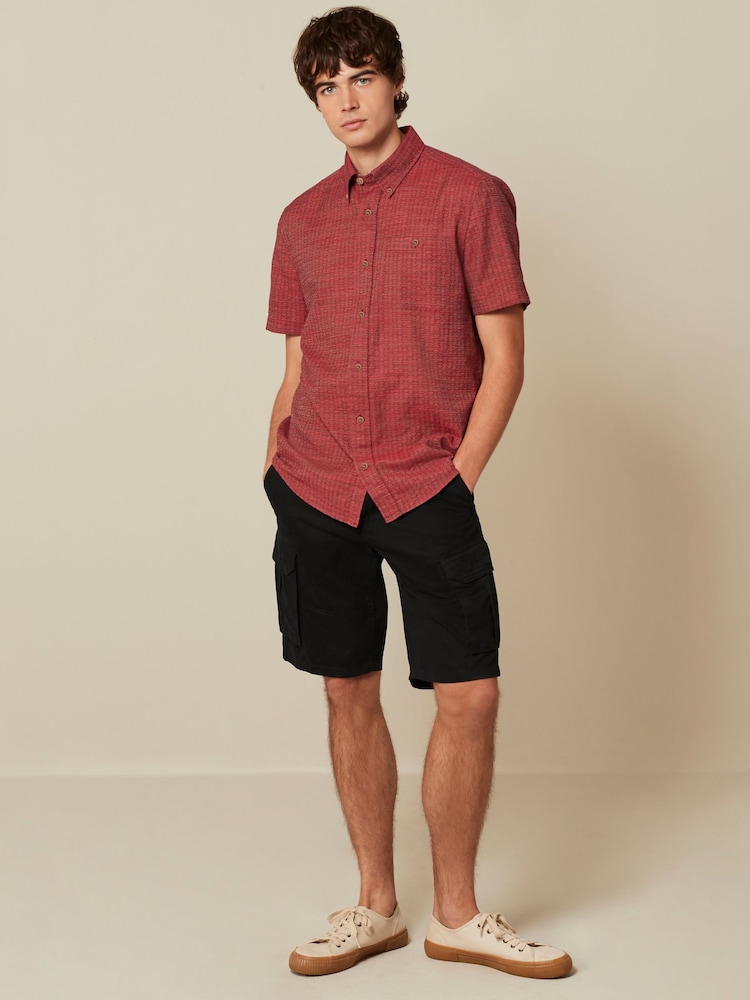 Red Textured Short Sleeve Shirt - Image 2 of 8