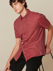 Red Textured Short Sleeve Shirt - Image 3 of 8