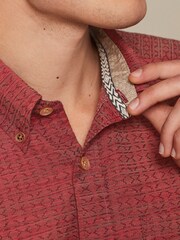 Red Textured Short Sleeve Shirt - Image 5 of 8