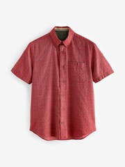 Red Textured Short Sleeve Shirt - Image 6 of 8