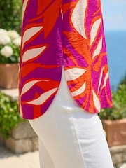 Roman Pink Floral Print Pleat Front Vest Top - Image 4 of 4