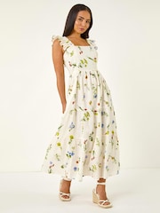 Roman White Petite Floral Tiered Maxi Dress - Image 1 of 5