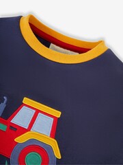 JoJo Maman Bébé Navy Blue Tractor Appliqué Jersey Sweatshirt & Leggings Set - Image 7 of 8
