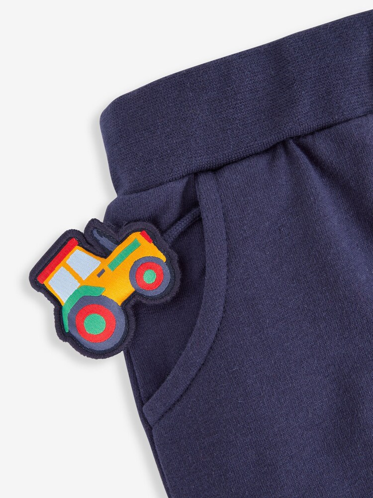 JoJo Maman Bébé Navy Blue Tractor Appliqué Jersey Sweatshirt & Leggings Set - Image 8 of 8