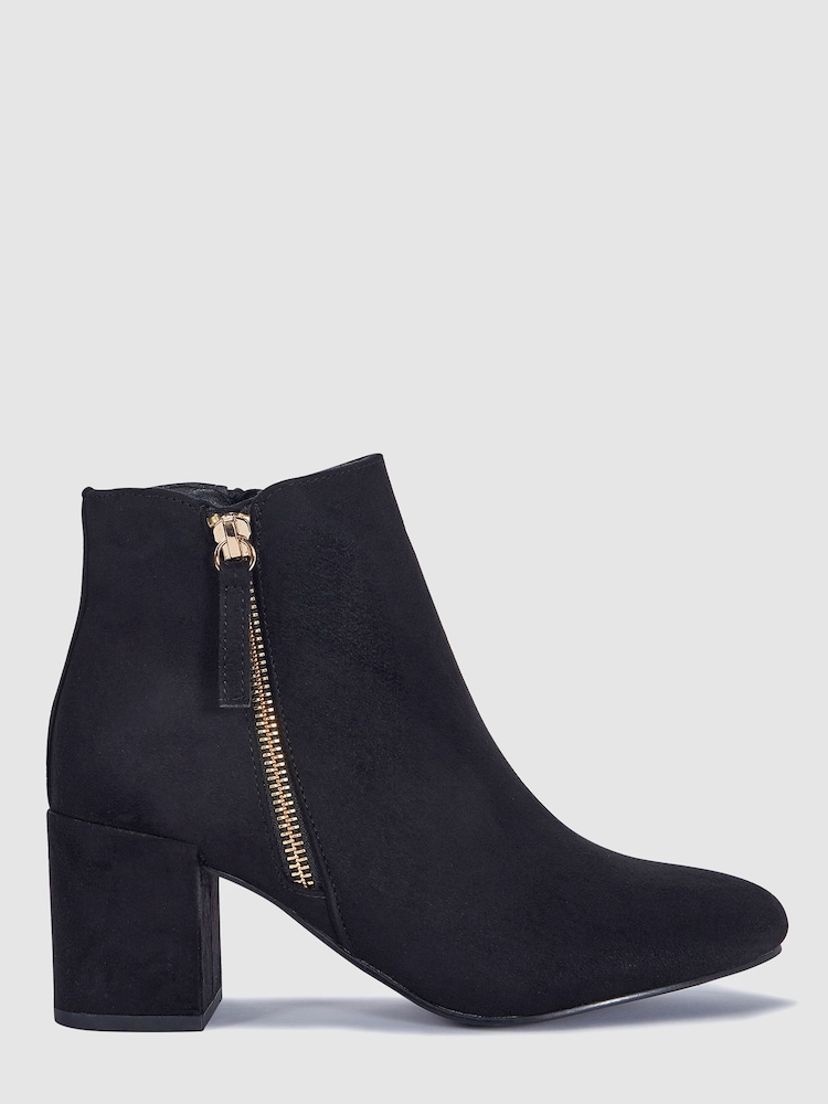 Novo Black Davion Block Heel Zip Detail Ankle Boots - Image 2 of 4