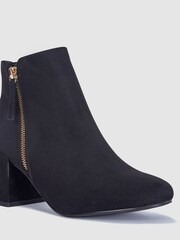 Novo Black Davion Block Heel Zip Detail Ankle Boots - Image 4 of 4