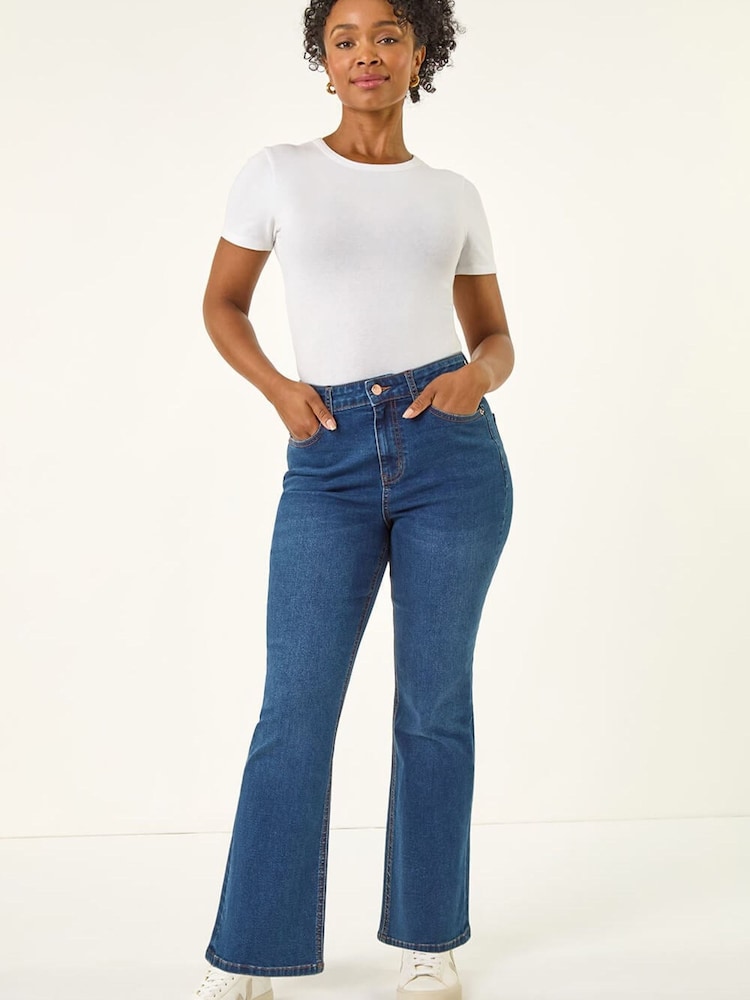 Roman Indigo Blue Petite Bootcut Stretch Denim Jeans - Image 2 of 5