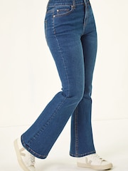 Roman Indigo Blue Petite Bootcut Stretch Denim Jeans - Image 4 of 5