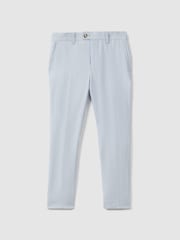 Reiss Soft Blue Kin 9-13 yrs Slim Fit Linen Adjustable Trousers - Image 2 of 4