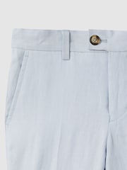 Reiss Soft Blue Kin 9-13 yrs Slim Fit Linen Adjustable Trousers - Image 4 of 4
