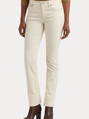 Lauren Ralph Lauren Cream Stretch Corduroy Mid Rise Straight Trousers - Image 1 of 6