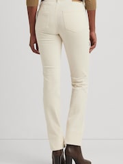 Lauren Ralph Lauren Cream Stretch Corduroy Mid Rise Straight Trousers - Image 2 of 6
