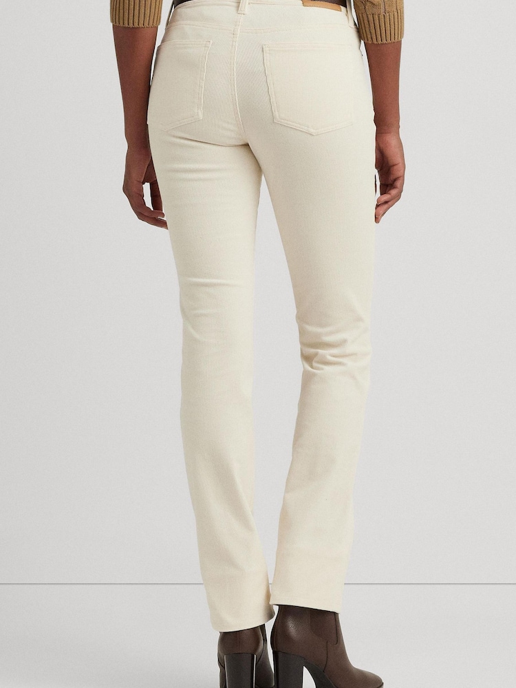 Lauren Ralph Lauren Cream Stretch Corduroy Mid Rise Straight Trousers - Image 2 of 6 Lauren Ralph Lauren Cream Stretch Corduroy Mid Rise Straight Trousers - Image 2 of 6