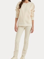Lauren Ralph Lauren Cream Stretch Corduroy Mid Rise Straight Trousers - Image 4 of 6