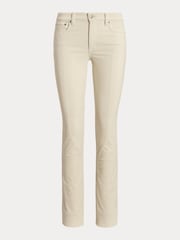 Lauren Ralph Lauren Cream Stretch Corduroy Mid Rise Straight Trousers - Image 6 of 6