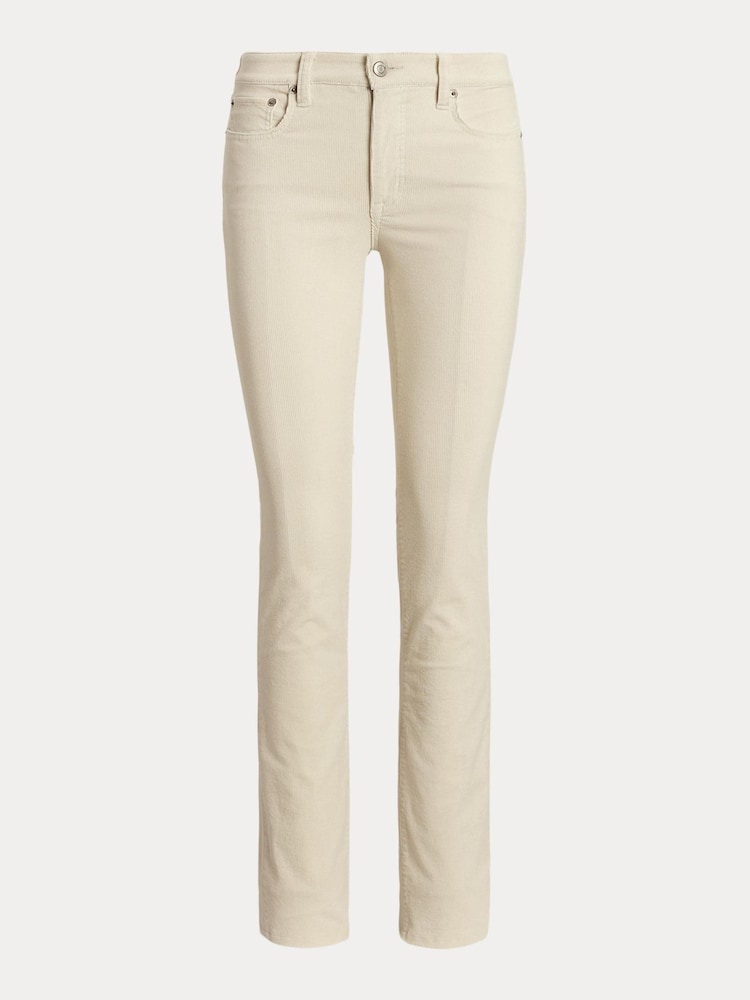 Lauren Ralph Lauren Cream Stretch Corduroy Mid Rise Straight Trousers - Image 6 of 6 Lauren Ralph Lauren Cream Stretch Corduroy Mid Rise Straight Trousers - Image 6 of 6