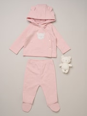 Rock-A-Bye Baby Boutique Pink Quilted Jacket Trousers and Plush Toy Set - Image 1 of 6