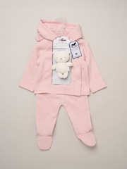Rock-A-Bye Baby Boutique Pink Quilted Jacket Trousers and Plush Toy Set - Image 6 of 6