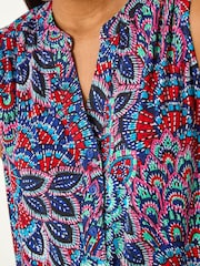 Roman Blue Abstract Print Stretch Vest Top - Image 5 of 5