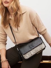 Snake Print Embossed Logo Cross-Body Bag - Image 1 of 10