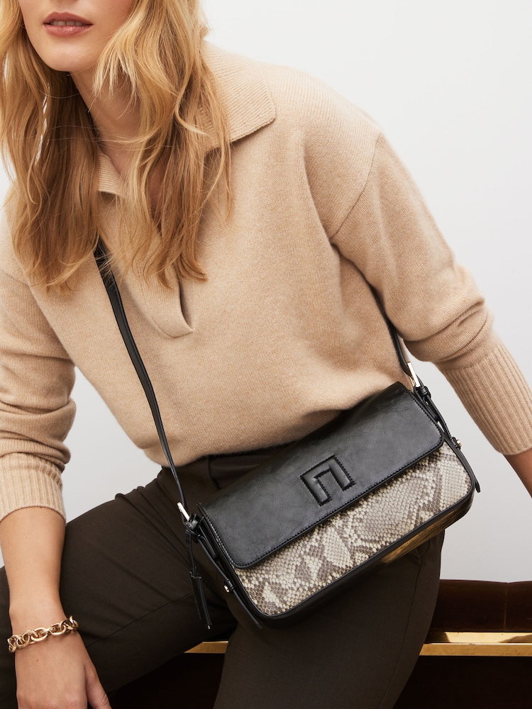 Snake Print Embossed Logo Cross-Body Bag - Image 1 of 10