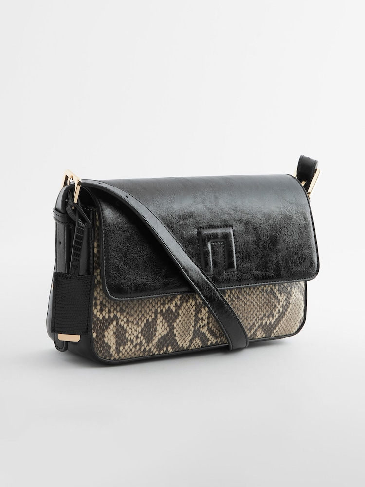 Buy Snake Print Embossed Logo Cross-Body Bag from the Next UK