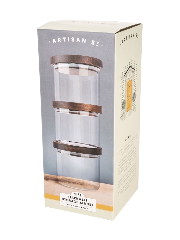 Artisan Street Set of 3 Clear Stacking Storage Jar Set - Image 4 of 4