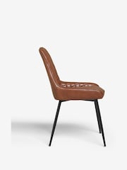 Set of 2 Faux Leather Tan Brown Hamilton Black Leg Quilted Dining Chairs - Image 6 of 10