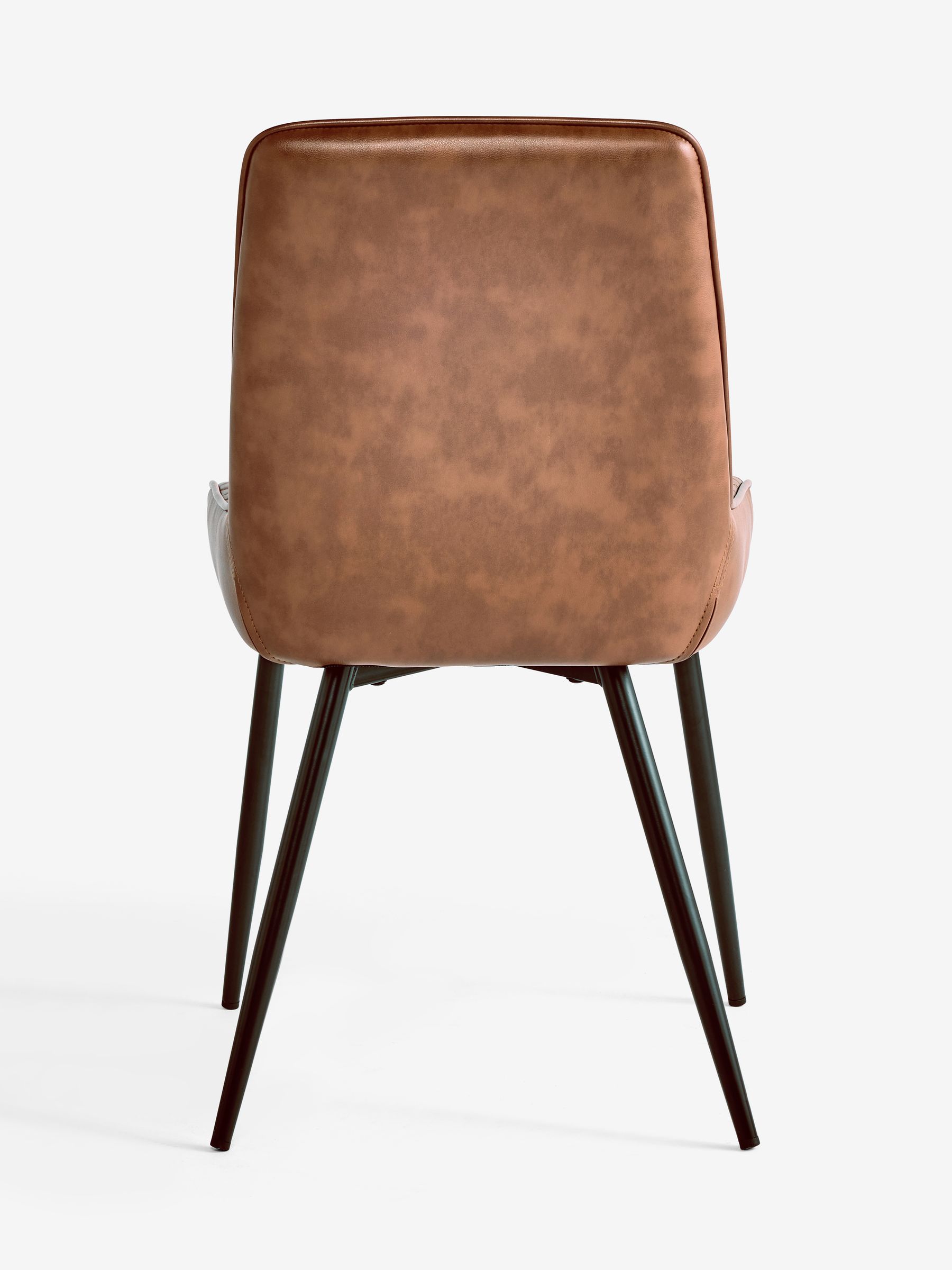 Buy Set of 2 Faux Leather Tan Brown Hamilton Black Leg Quilted Dining ...