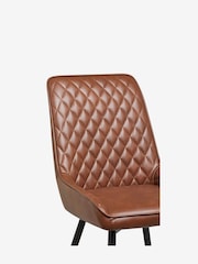Set of 2 Faux Leather Tan Brown Hamilton Black Leg Quilted Dining Chairs - Image 8 of 10