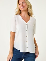 Roman White V-Neck Button Through Blouse - Image 1 of 5
