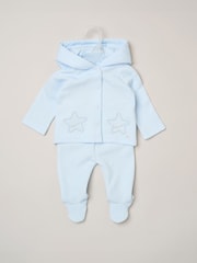 Rock-A-Bye Baby Boutique Blue Star Quilted Jacket and Footed Trousers Set - Image 2 of 5