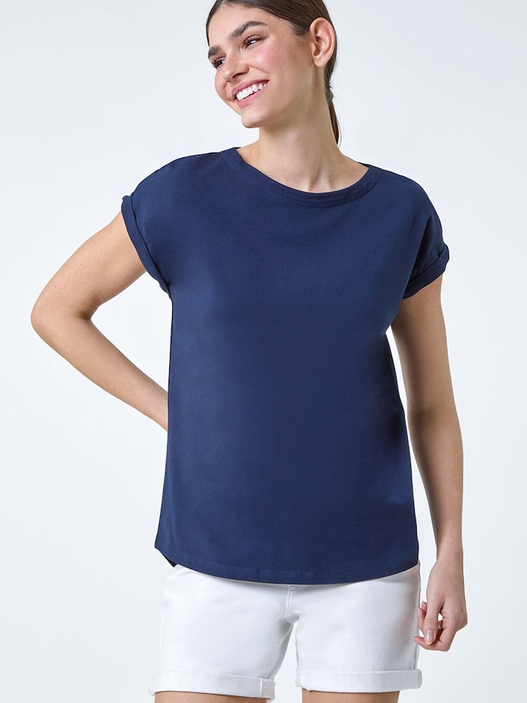 Roman Blue Plain Stretch Jersey T-Shirt - Image 1 of 5 Roman Blue Plain Stretch Jersey T-Shirt - Image 1 of 5