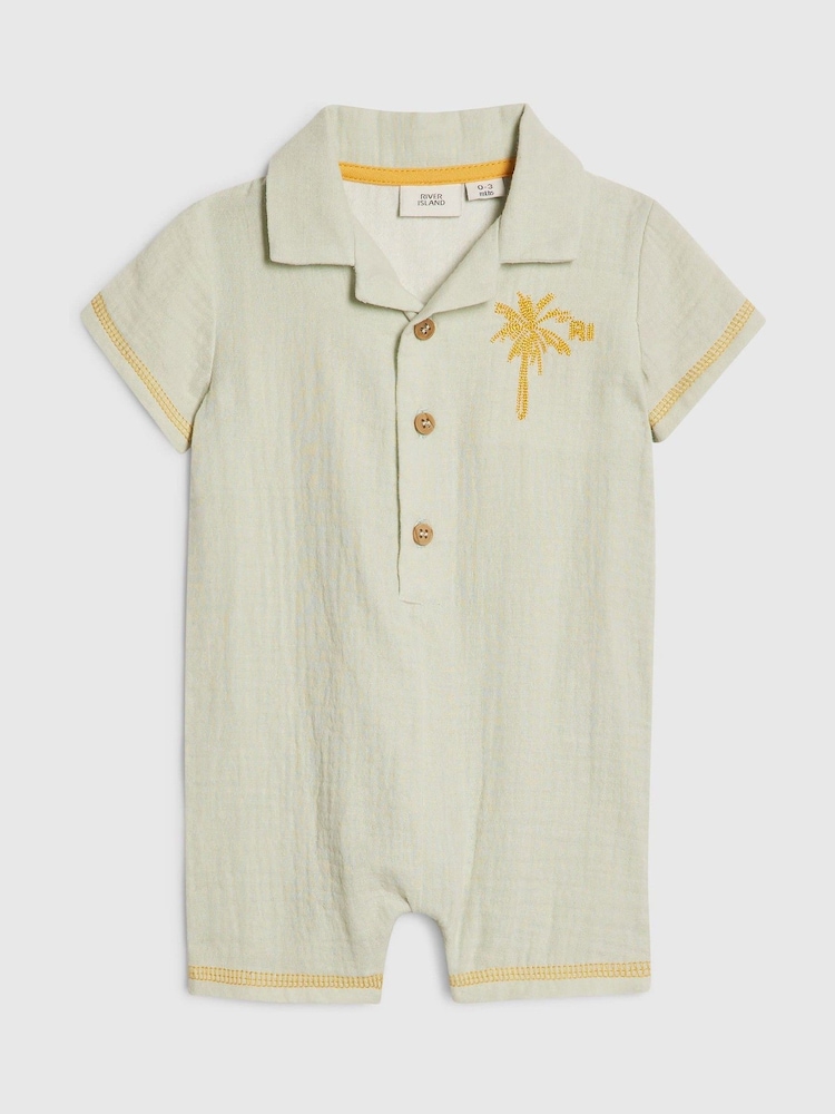 River Island Green Little Dude Romper - Image 1 of 4 River Island Green Little Dude Romper - Image 1 of 4