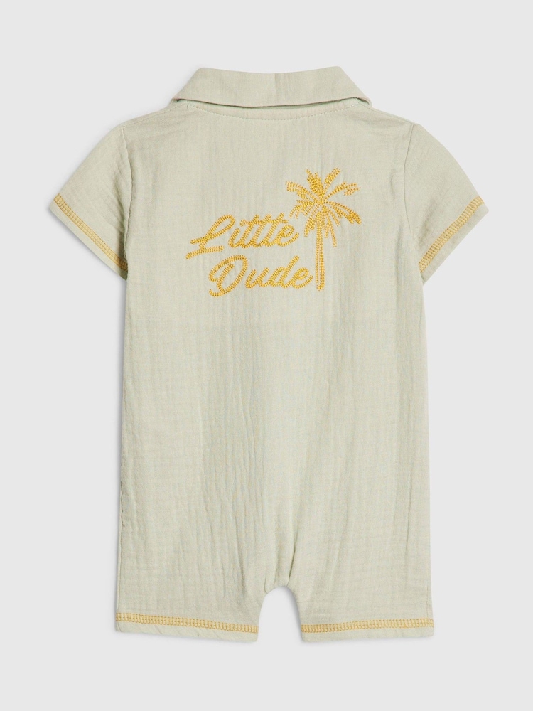 River Island Green Little Dude Romper - Image 2 of 4 River Island Green Little Dude Romper - Image 2 of 4