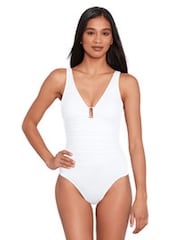 Weiß - Lauren Ralph Lauren Badeanzug mit Ringverzierung - Bild 1 von 4