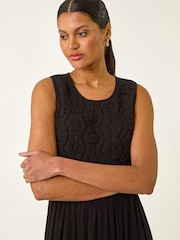 Roman Black Crochet Bodice Midi Dress - Image 4 of 5