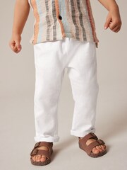 White Linen Blend Pull-On Trousers (3mths-7yrs) - Image 2 of 7