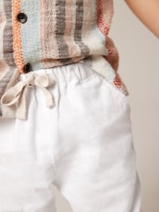 White Linen Blend Pull-On Trousers (3mths-7yrs) - Image 5 of 7