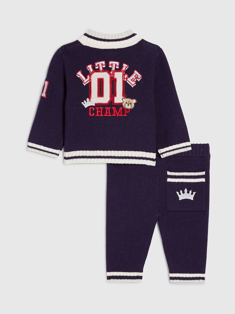 Azul - River Island Little Champ Cardigan & Trousers Set - Imagen 2 de 5 Azul - River Island Little Champ Cardigan & Trousers Set - Imagen 2 de 5