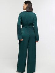 River Island Green Knot Side Satin Jumpsuit - Image 2 of 6