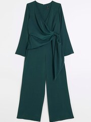 River Island Green Knot Side Satin Jumpsuit - Image 6 of 6