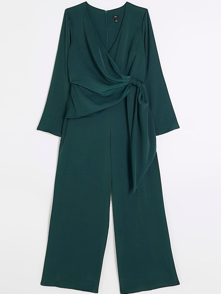 River Island Green Knot Side Satin Jumpsuit - Image 6 of 6