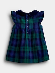 JoJo Maman Bébé Navy Blue Tartan Smocked Baby Dress & Bodysuit Set - Image 3 of 6