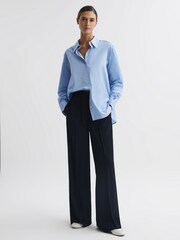Reiss Navy Rosalyn Wide Leg Drawstring Trousers - Image 1 of 5