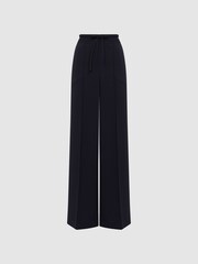 Reiss Navy Rosalyn Wide Leg Drawstring Trousers - Image 2 of 5