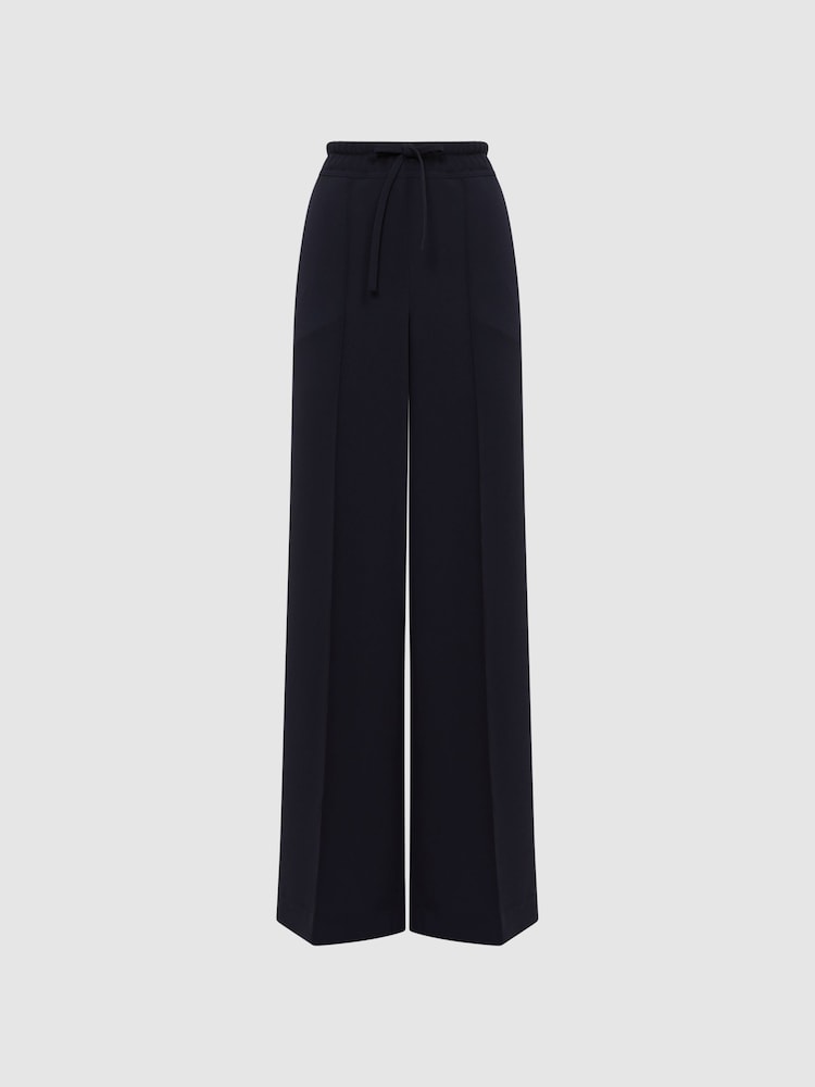 Reiss Navy Rosalyn Wide Leg Drawstring Trousers - Image 2 of 5